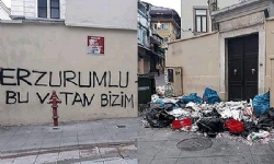 Istanbul Kadıköy’de Surp Takavor Ermeni Kilisesi’nin kapısının önüne çöp konteynerı boşaltıldı