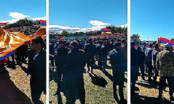 Gürcistan`da Karabağ`a destek için binlerce Ermeni barışçıl bir gösteri düzenle
