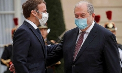 Ermenistan Cumhurbaşkanı ile Macron Karabağ`ı görüştü