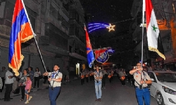 Thousands march in Syria in support of Artsakh