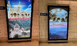 Ermeni kültür mirasını Azerbaycan’ın kültür zenginliğini olarak gösteren panolar Londra metrosundan