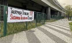 Terör partisi HDP`nin bileşeni Sosyalist Yeniden Kuruluş Partisi (SYKP), İstanbul`da bir köprüye Ta