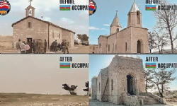 Azerbaycanlı barbarları işgal altındaki Ermeni anıtlarını yok ediyor