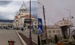 Azerbaycanlılar Karabağ Ulusal Meclisi binasını yıktı